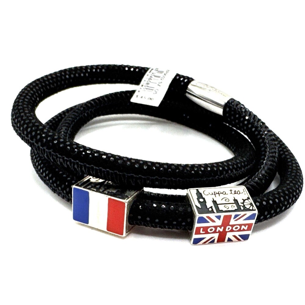 Brighton Woodstock Black Sparkle Triple Bracelet 23in NWT + Fashionista Beads